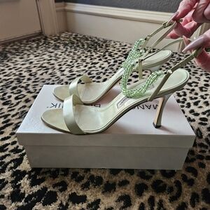 Manolo Blahnik Mint Green Beaded HH Sandals Size 39 1/2